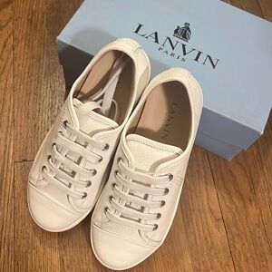 Lanvin kids white leather sneakers